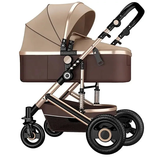 High landscape baby stroller, natural rubber wheels, aluminum alloy material, lightweight folding four-wheel stroller