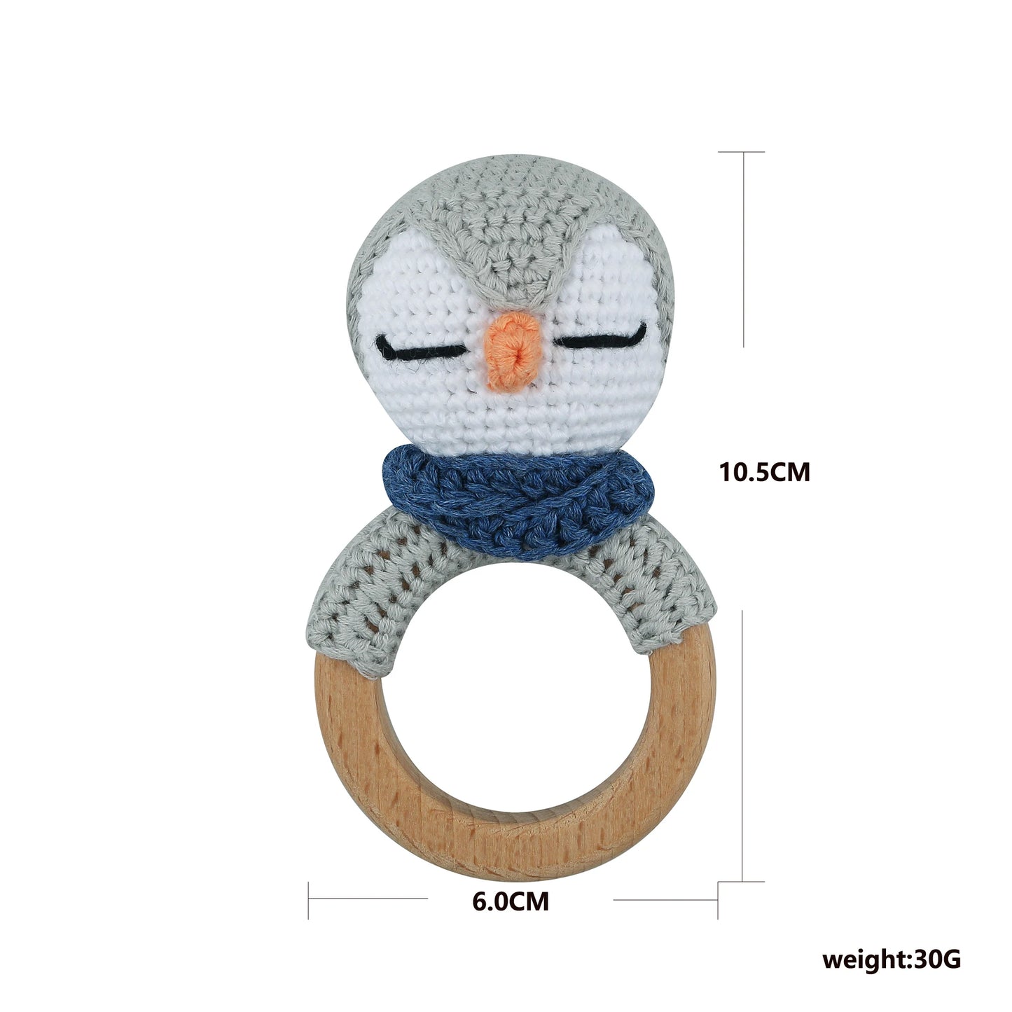 1Pc Wooden Crochet Bunny Rattle Toy Wood Ring Baby Teether Rodent Baby Gym Mobile Rattles Custom Name Educational Toys