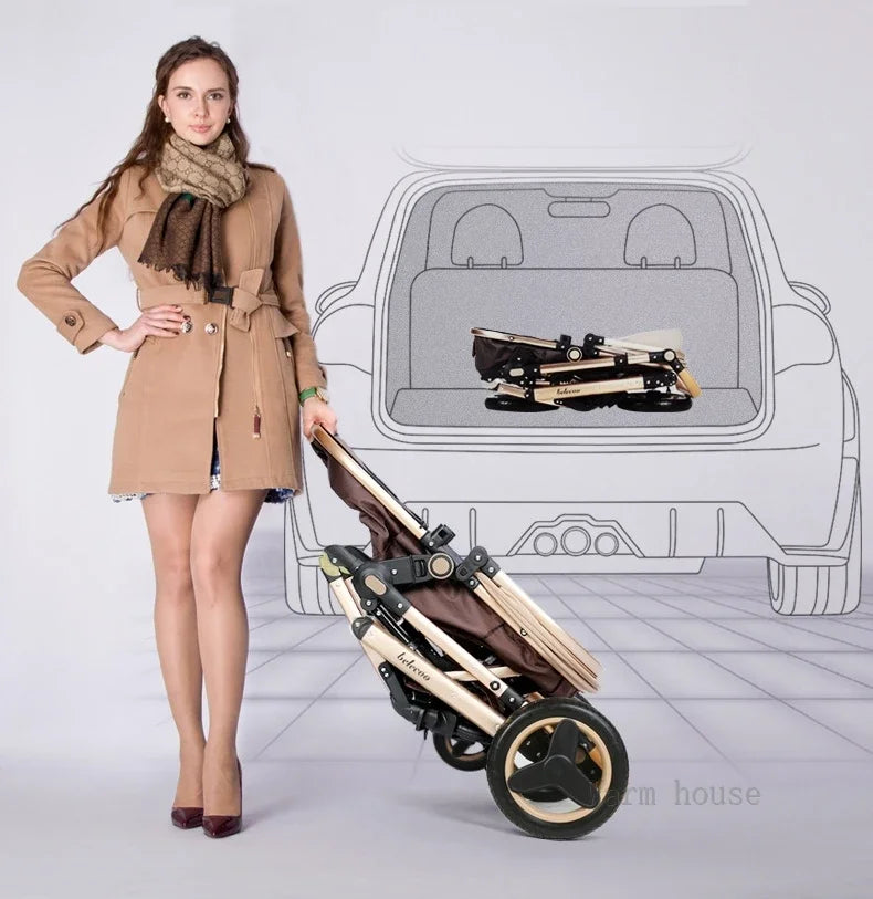 Baby stroller 3 in 1 with car seat 530D baby carriage removed sleeping basket two-way travel stroller High quality Belecoo