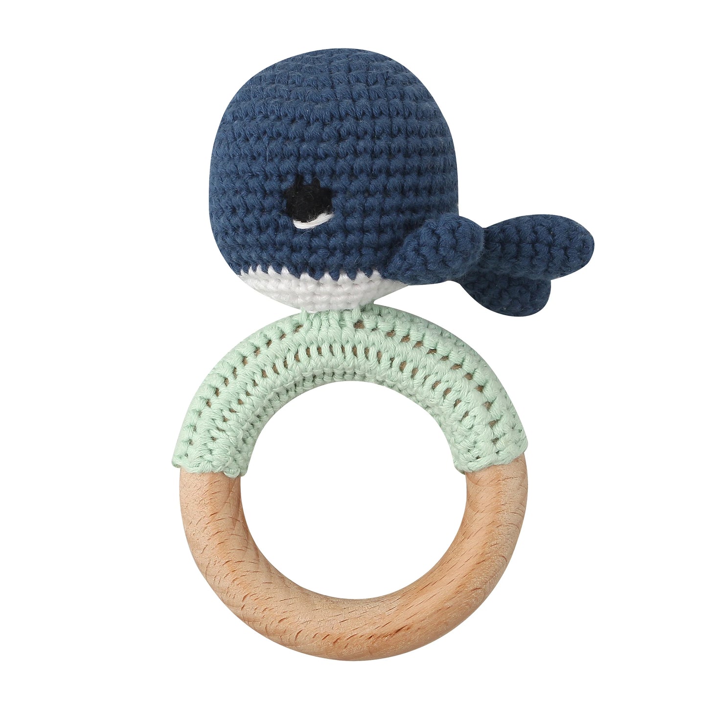 1Pc Wooden Crochet Bunny Rattle Toy Wood Ring Baby Teether Rodent Baby Gym Mobile Rattles Custom Name Educational Toys