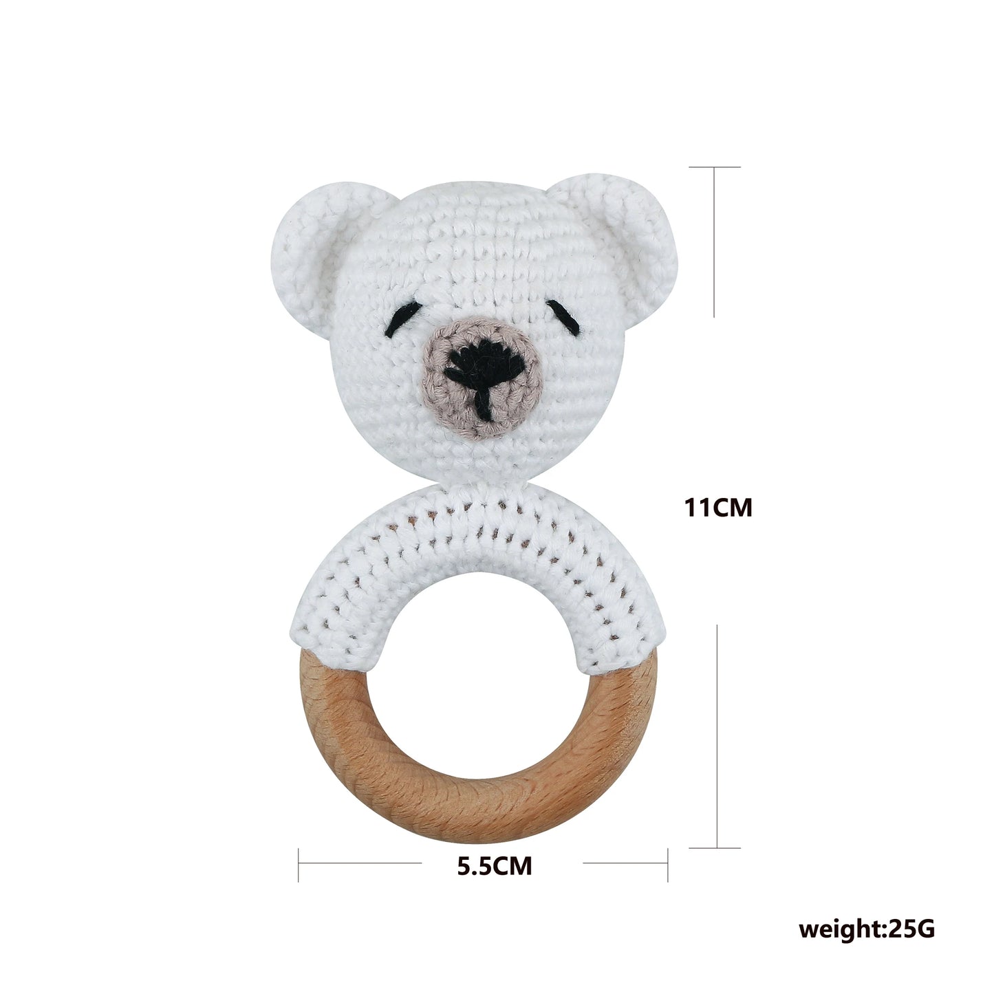 1Pc Wooden Crochet Bunny Rattle Toy Wood Ring Baby Teether Rodent Baby Gym Mobile Rattles Custom Name Educational Toys