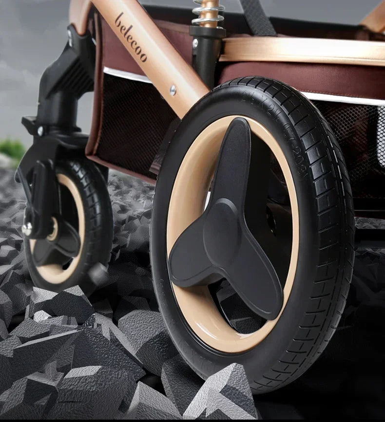 Baby stroller 3 in 1 with car seat 530D baby carriage removed sleeping basket two-way travel stroller High quality Belecoo
