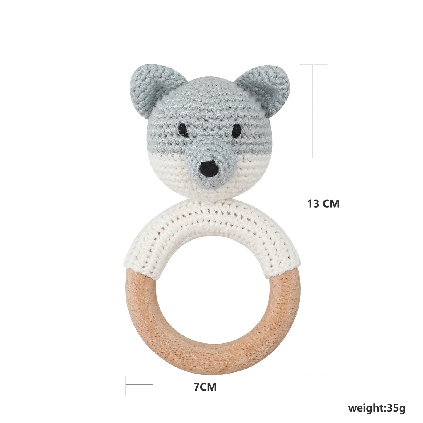 1Pc Wooden Crochet Bunny Rattle Toy Wood Ring Baby Teether Rodent Baby Gym Mobile Rattles Custom Name Educational Toys