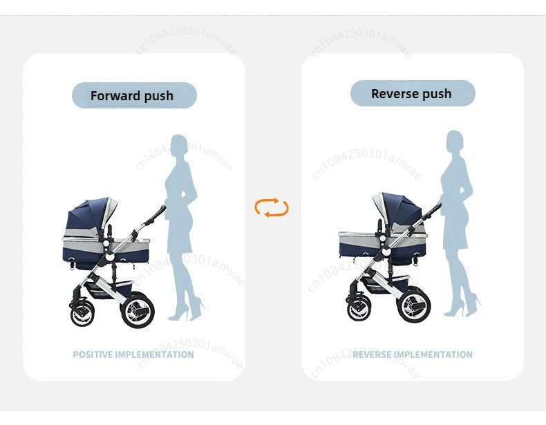 2-in-1 baby stroller that can sit or lie down, with bi-directional push, shock-absorbing folding,high landscape newborn stroller