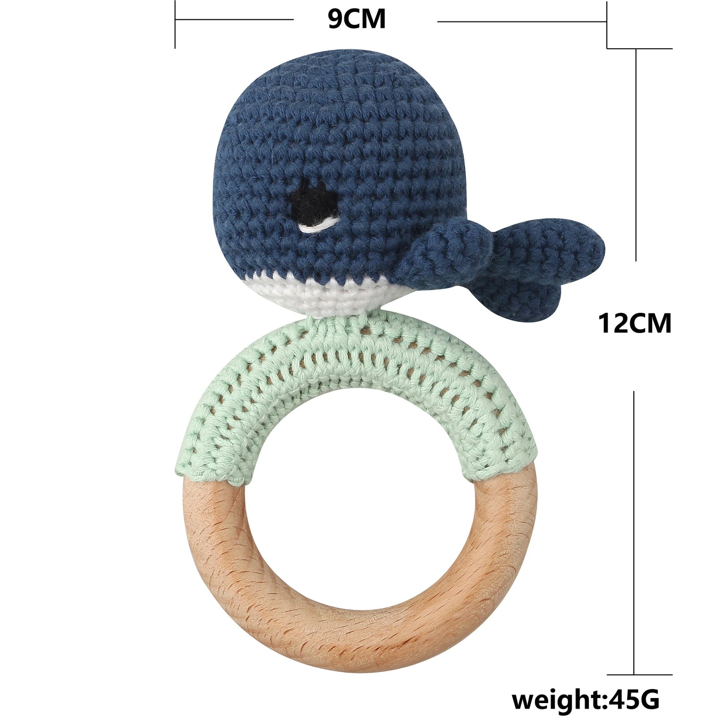 1Pc Wooden Crochet Bunny Rattle Toy Wood Ring Baby Teether Rodent Baby Gym Mobile Rattles Custom Name Educational Toys