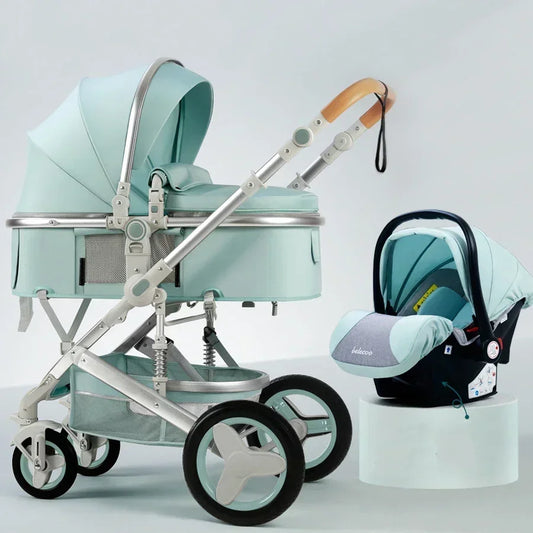 Baby stroller 3 in 1 with car seat 530D baby carriage removed sleeping basket two-way travel stroller High quality Belecoo