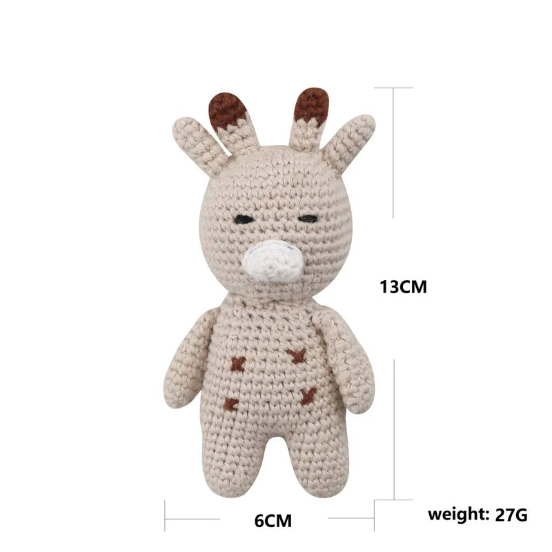 1Pc Wooden Crochet Bunny Rattle Toy Wood Ring Baby Teether Rodent Baby Gym Mobile Rattles Custom Name Educational Toys