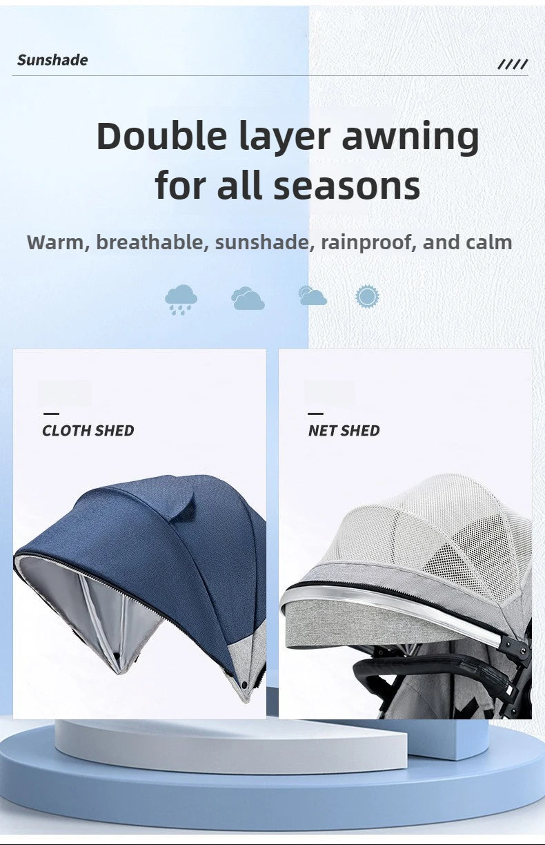 2-in-1 baby stroller that can sit or lie down, with bi-directional push, shock-absorbing folding,high landscape newborn stroller