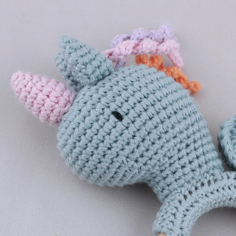 1Pc Wooden Crochet Bunny Rattle Toy Wood Ring Baby Teether Rodent Baby Gym Mobile Rattles Custom Name Educational Toys