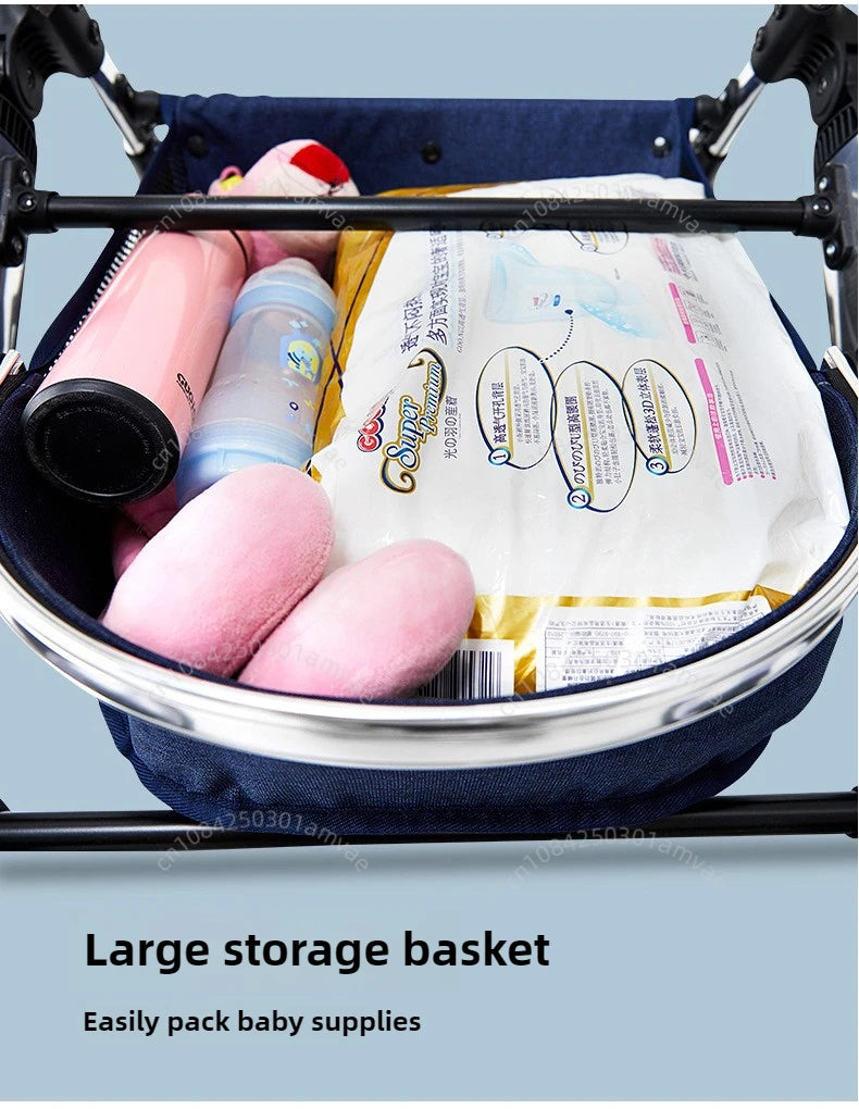 2-in-1 baby stroller that can sit or lie down, with bi-directional push, shock-absorbing folding,high landscape newborn stroller