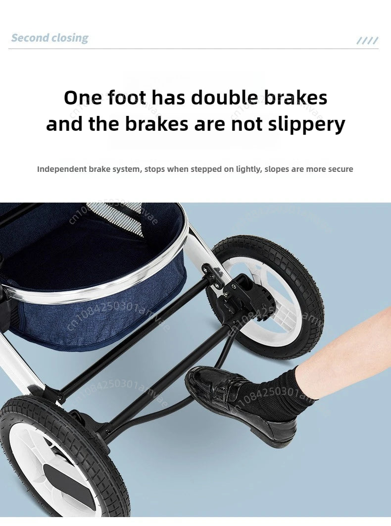 2-in-1 baby stroller that can sit or lie down, with bi-directional push, shock-absorbing folding,high landscape newborn stroller