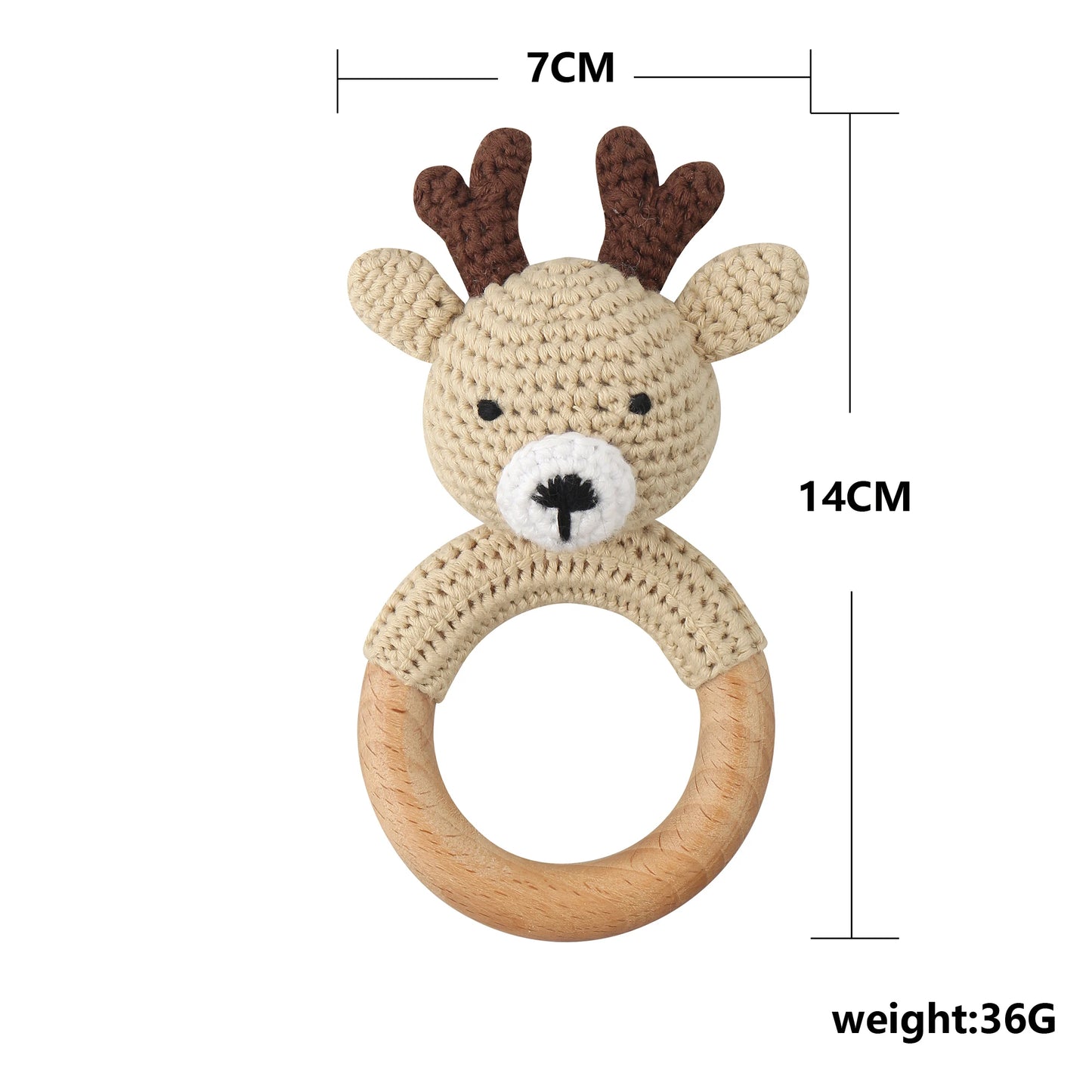 1Pc Wooden Crochet Bunny Rattle Toy Wood Ring Baby Teether Rodent Baby Gym Mobile Rattles Custom Name Educational Toys