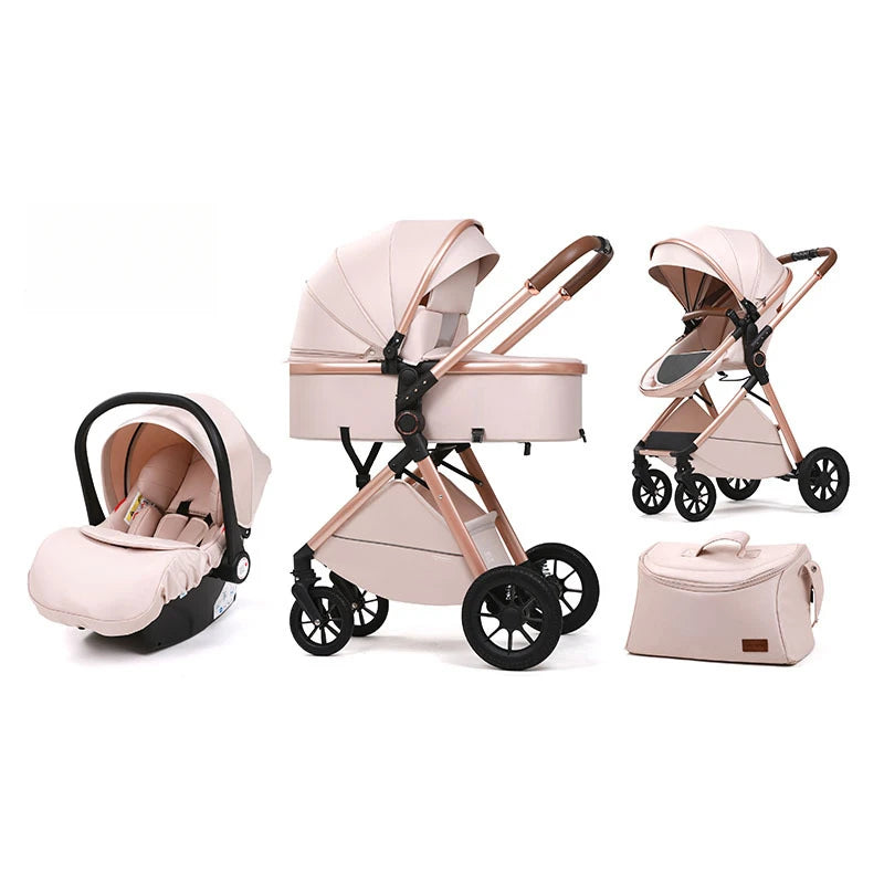 Luxurious High-view Children's Stroller That Can Sit and Lie Down on The Baby's Two-way Baby Stroller