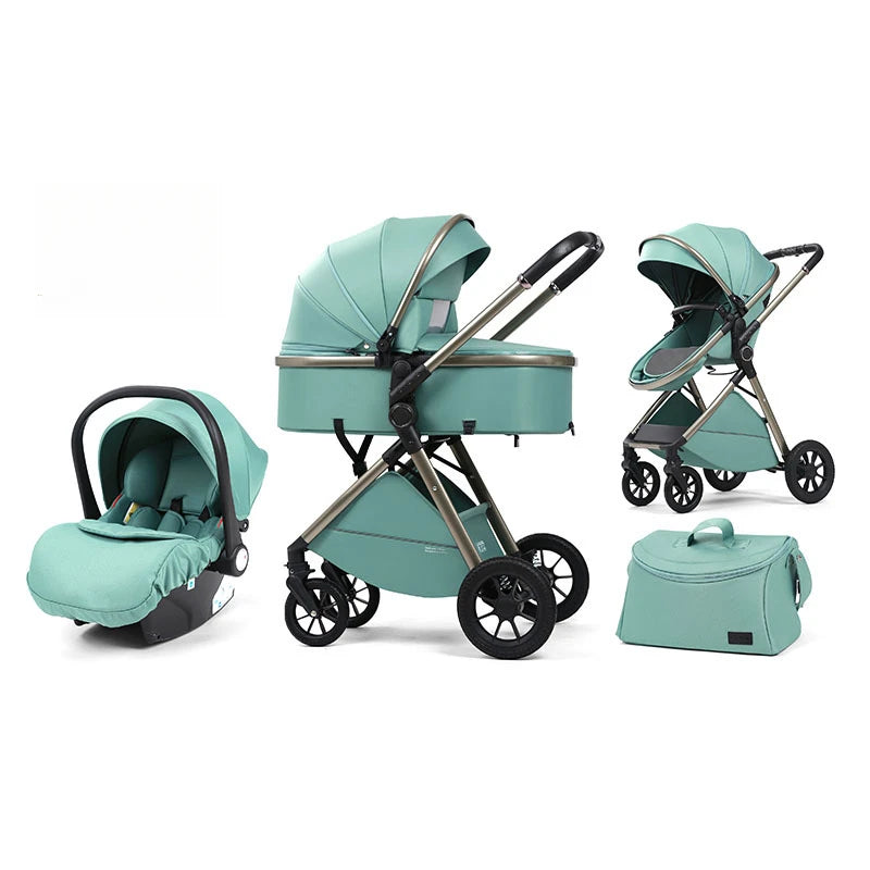 Luxurious High-view Children's Stroller That Can Sit and Lie Down on The Baby's Two-way Baby Stroller