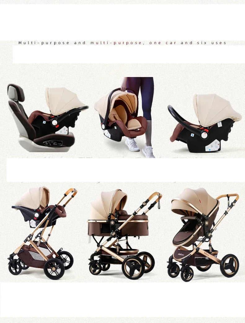 Baby stroller 3 in 1 with car seat 530D baby carriage removed sleeping basket two-way travel stroller High quality Belecoo
