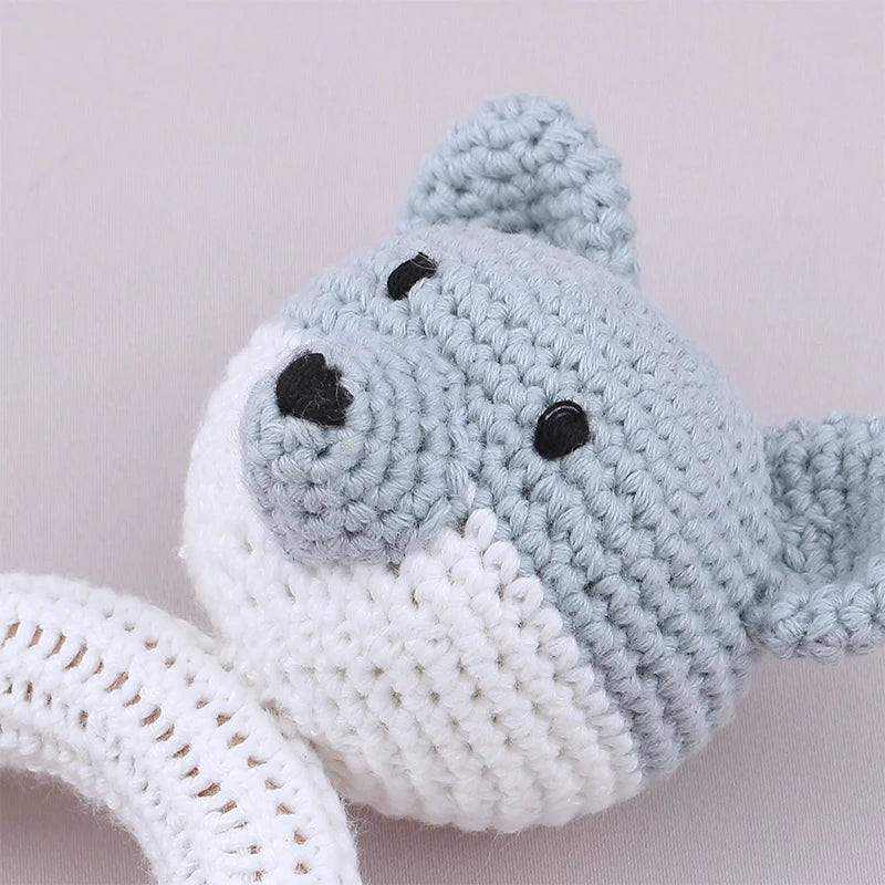 1Pc Wooden Crochet Bunny Rattle Toy Wood Ring Baby Teether Rodent Baby Gym Mobile Rattles Custom Name Educational Toys