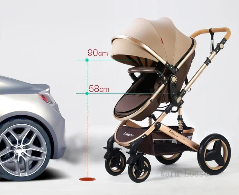 Baby stroller 3 in 1 with car seat 530D baby carriage removed sleeping basket two-way travel stroller High quality Belecoo