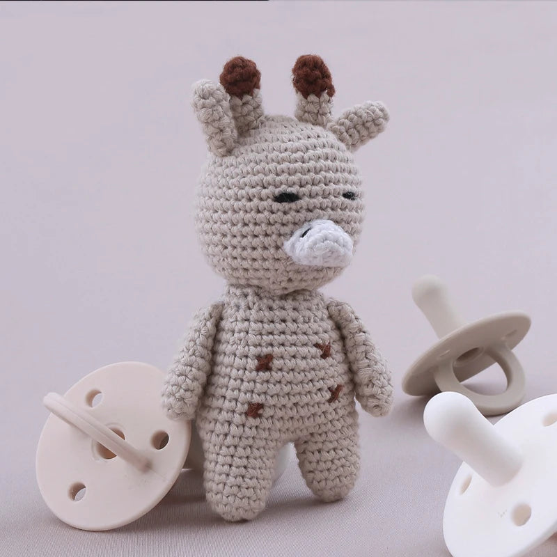 1Pc Wooden Crochet Bunny Rattle Toy Wood Ring Baby Teether Rodent Baby Gym Mobile Rattles Custom Name Educational Toys