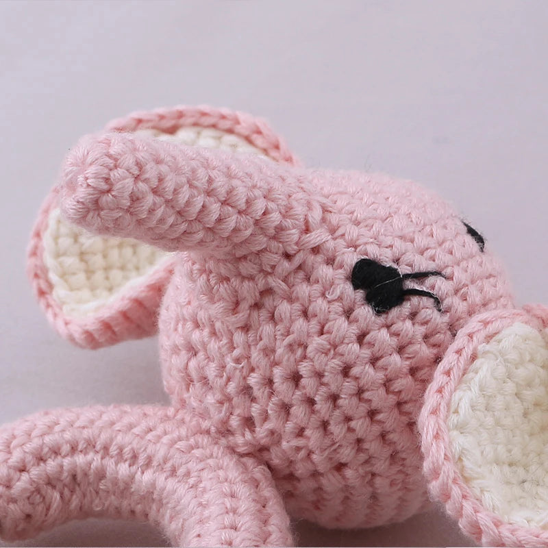 1Pc Wooden Crochet Bunny Rattle Toy Wood Ring Baby Teether Rodent Baby Gym Mobile Rattles Custom Name Educational Toys