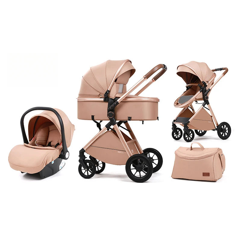Luxurious High-view Children's Stroller That Can Sit and Lie Down on The Baby's Two-way Baby Stroller